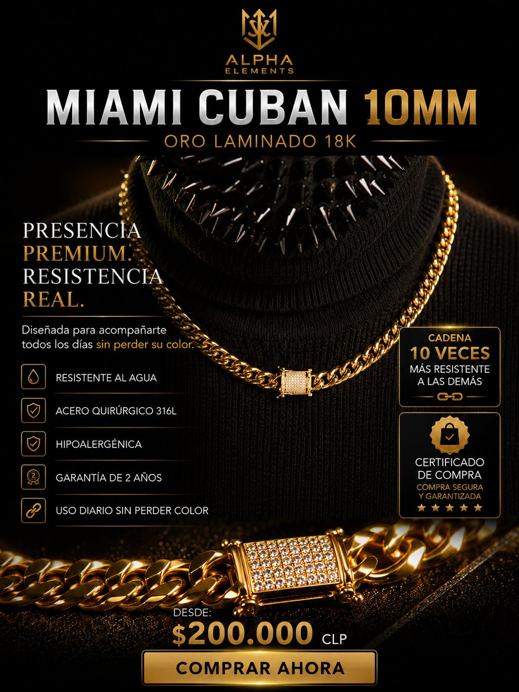 Cadena Cubana Circones - 10mm