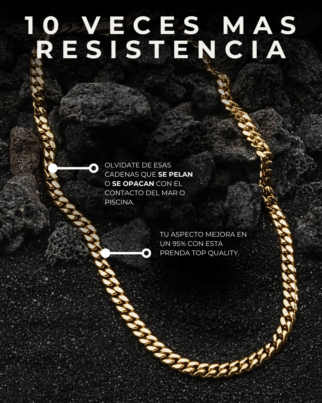 Cadena Cubana 8mm - Alpha Elements 18k